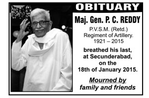 Obituary in the newspaper of 21 Jan 2015