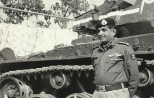 Maj. Gen. Reddy in front of a captured tank  after the liberation of Bangladesh 